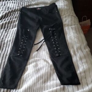 Black Lace-Up Pants